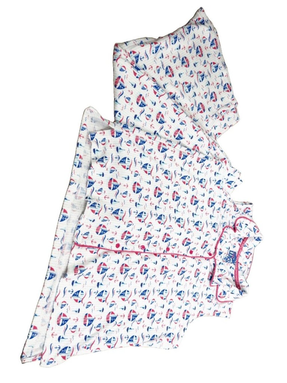 Muk Luks XL Pajamas Sailboat Lounge Set Sleeveless Top & Crop Pants Soft GUC